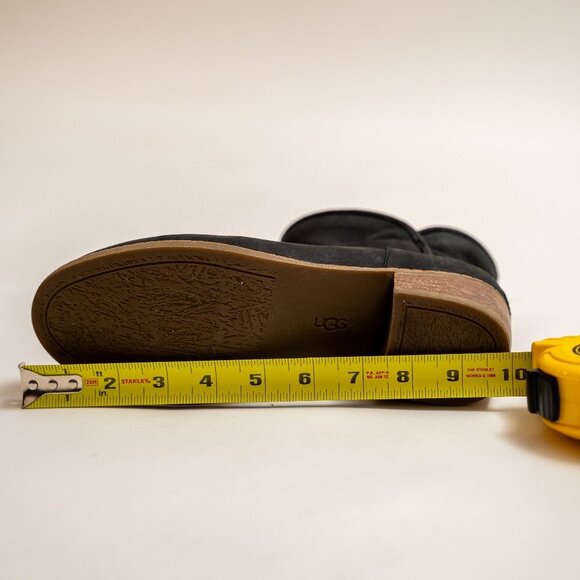 UGG Black Suede Booties With Wooden Stacked Heel - Picture 6 of 8